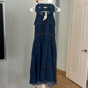 Anthropologie Midi Swing Halter Dress